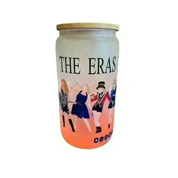 NEW Taylor Swift Inspired Reusable 18oz Frosted Glass with Lid & Straw Homemade - Picture 1 of 7